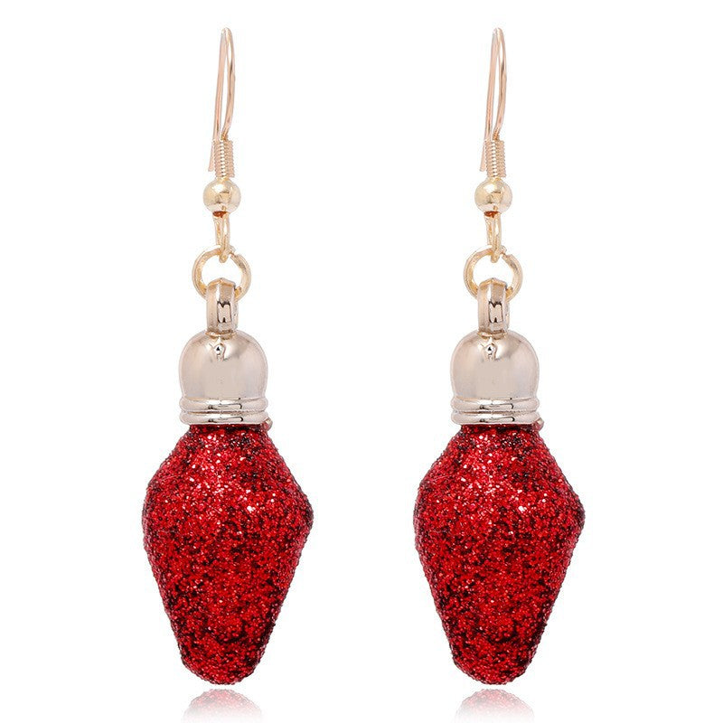 Wholesale Fashion Christmas Cute Cartoon Christmas Tree Bell Light Bulb Snowflake Alloy Earrings